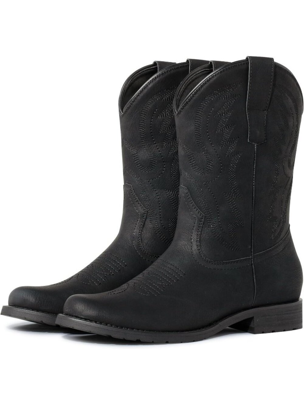 Men’s Black Round Toe Cowboy Boots Western Boots
